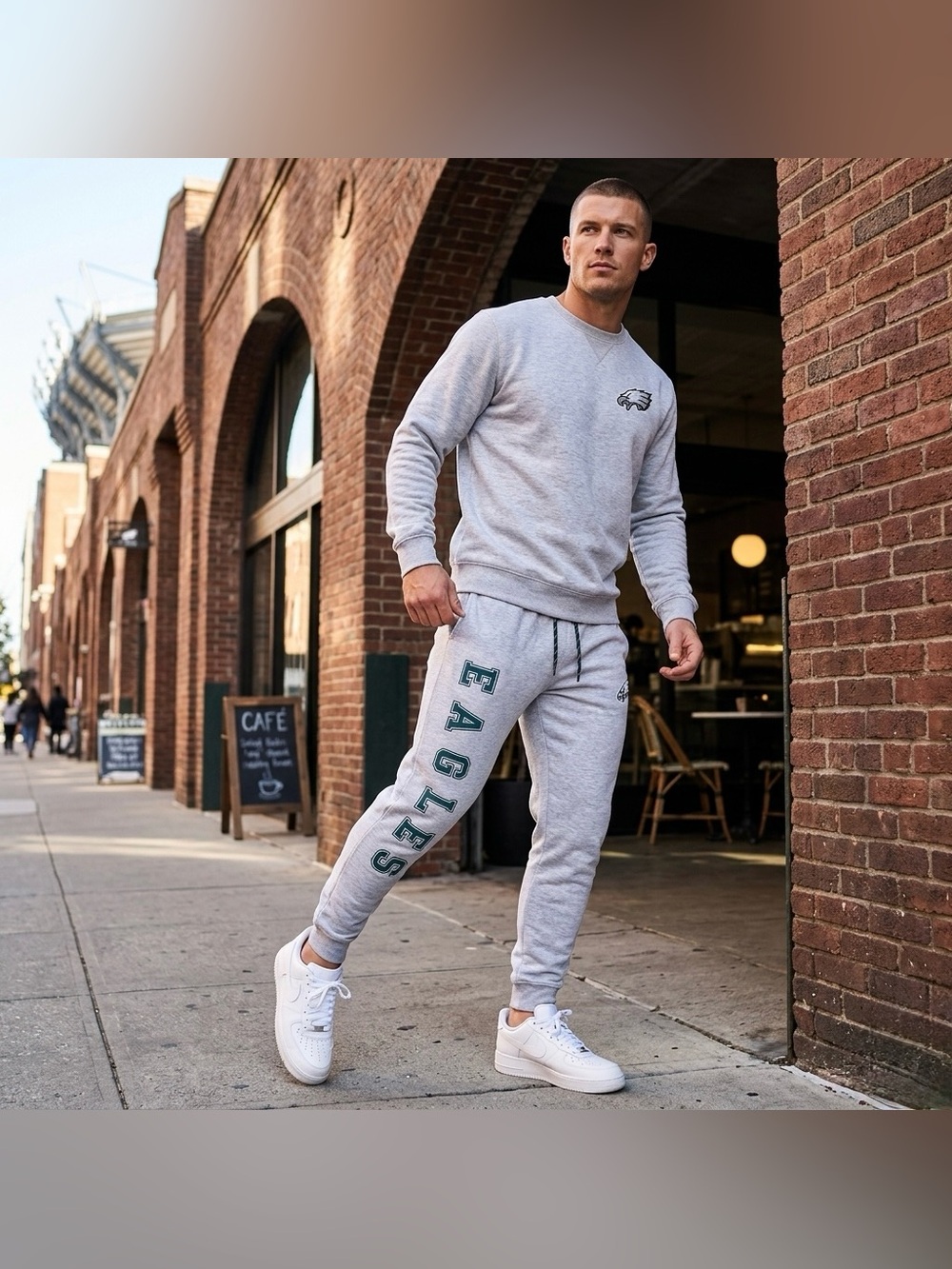 NFL Team Apparel Philadelphia Eagles Jogger Sweatpants Heather Gray Size Small